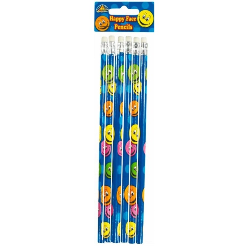 Happy Face 6pc Pencil Set 17cm