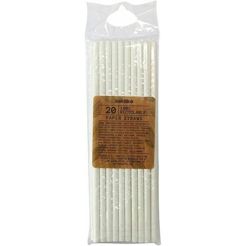 White Paper Party Straws - 20pk