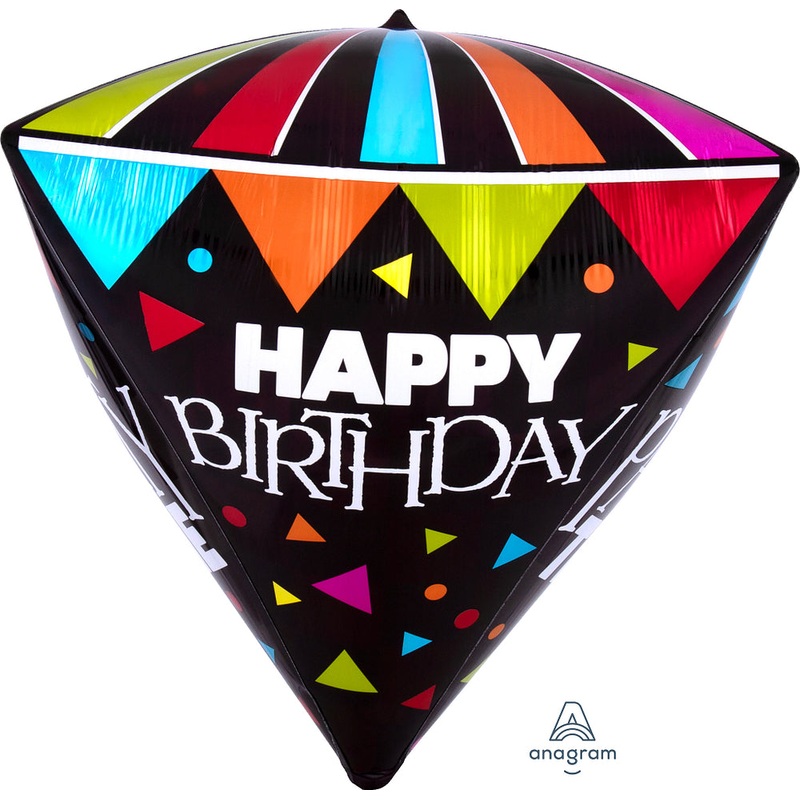 15'' Foil Diamondz Happy Birhday Party Time