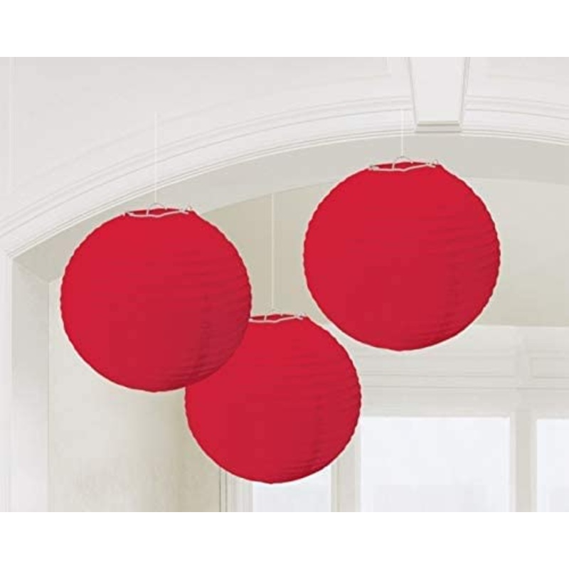 Red Round Paper Lanterns 24Cm