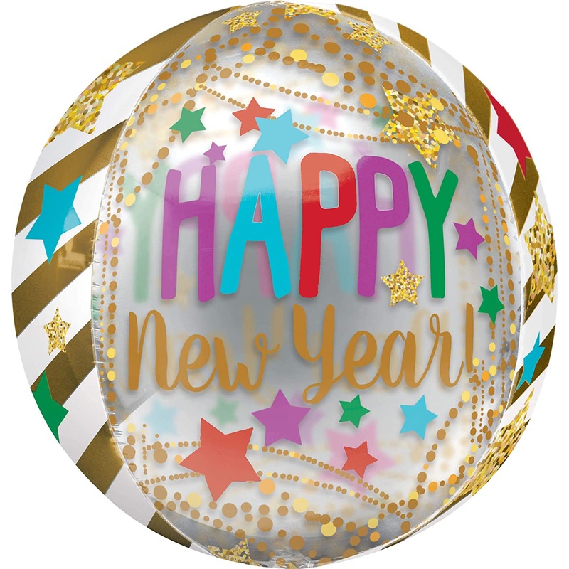15'' Gold Streamers & Stars New Year Orbz