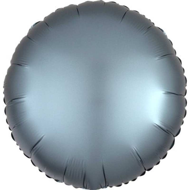 18 Inch Round Satin Steel Blue Plain Foil (Flat)