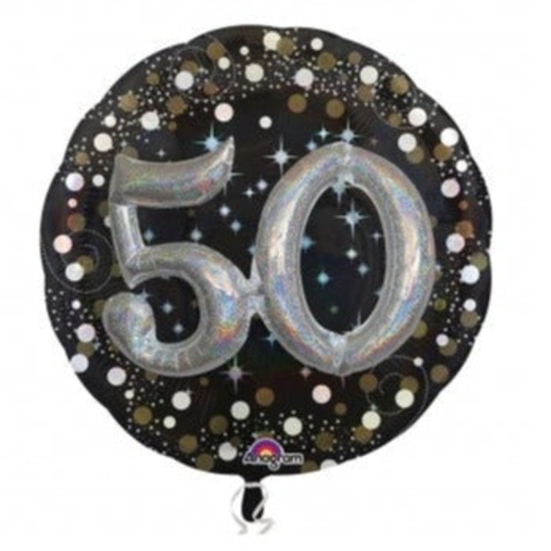 32'' 3-D Foil 50 Gold Sparkling Birthday