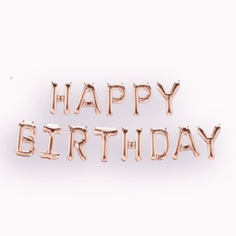 28848 13" AIR FILL BALLOON BANNER ROSE GOLD HAPPY BIRTHDAY