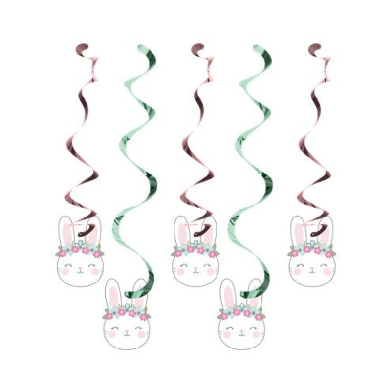 Birthday Bunny Assorted Hanging Swirl Decorations