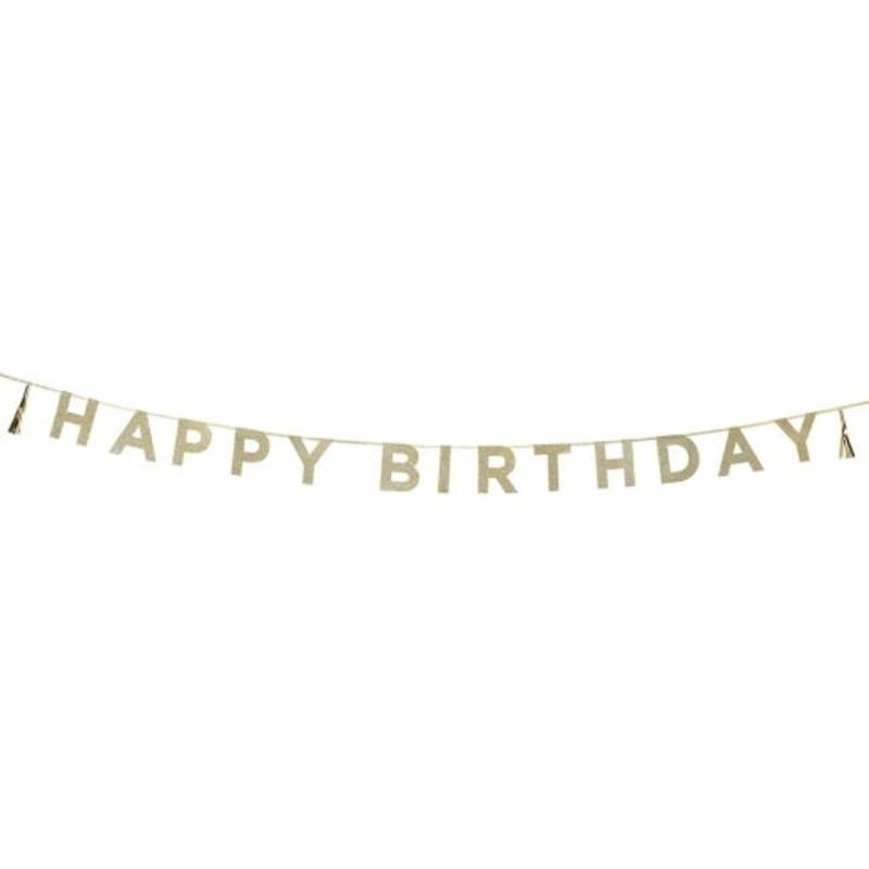 Happy Birthday Gold Glitter Banner