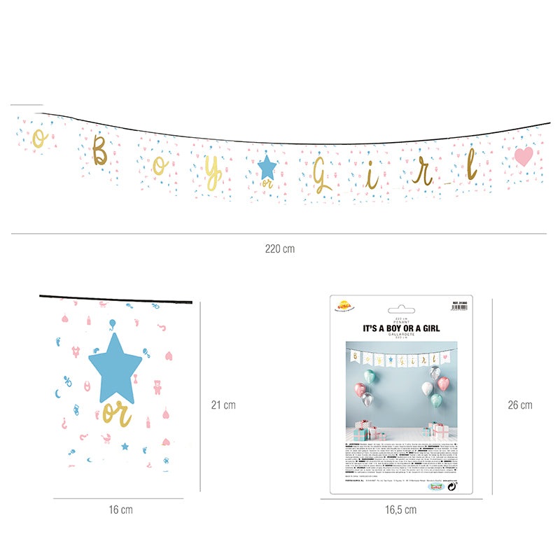It's A Boy Or It's A Girl Pennant 220 CMs