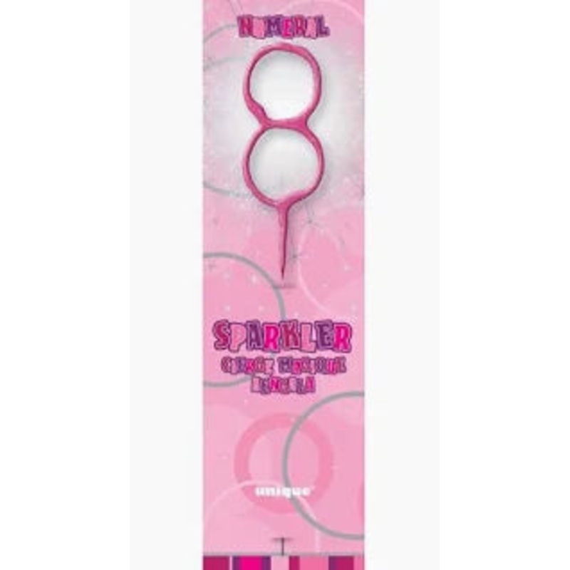 NUMBER 8 SPARKLING PINK CANDLE