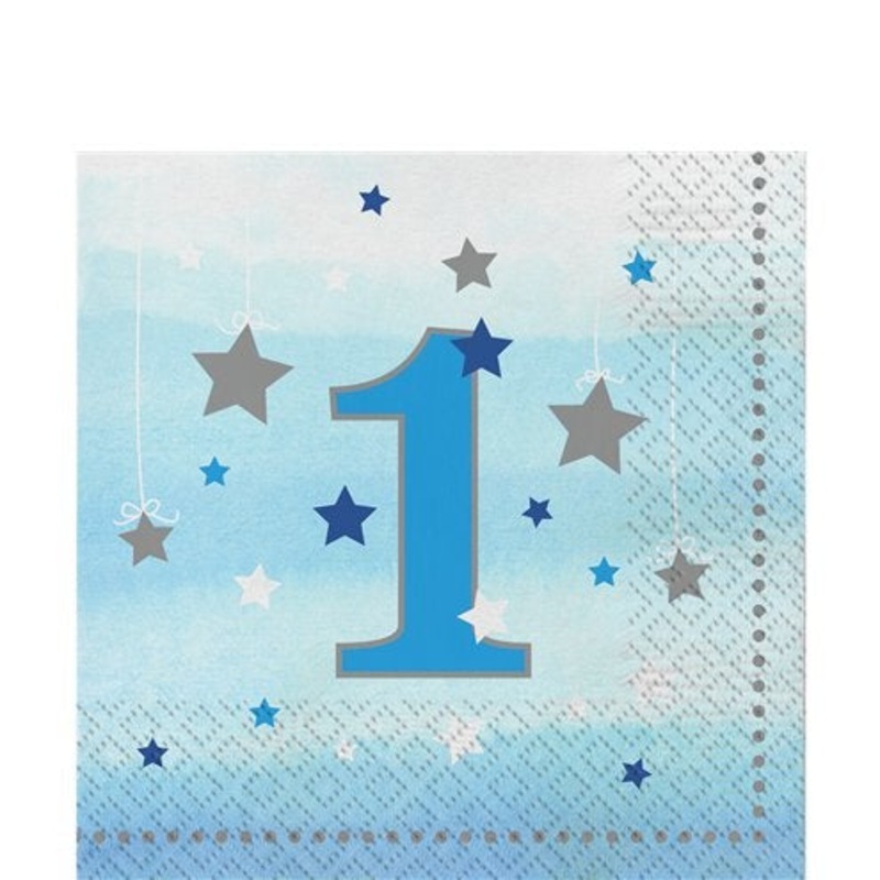 One Little Star Boy 1st Birthday Napkins - 33cm