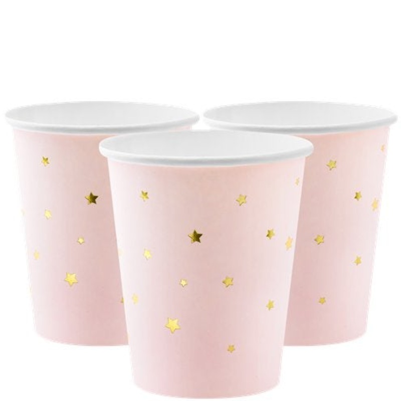 Little Star Pastel Pink Paper Cups - 260ml