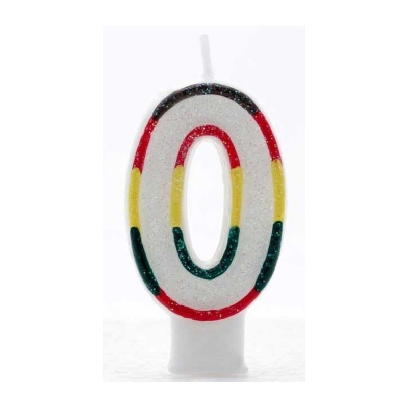 MULTI COLOURED NUMBER 0 CANDLE