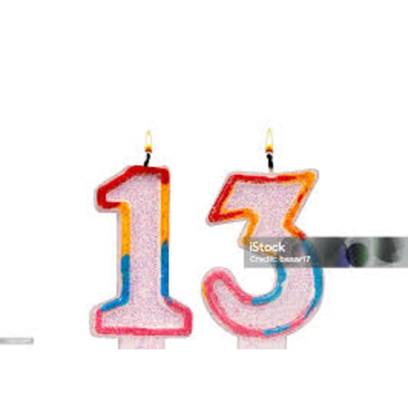 NUMBER 13 WHITE AND COLOURFUL