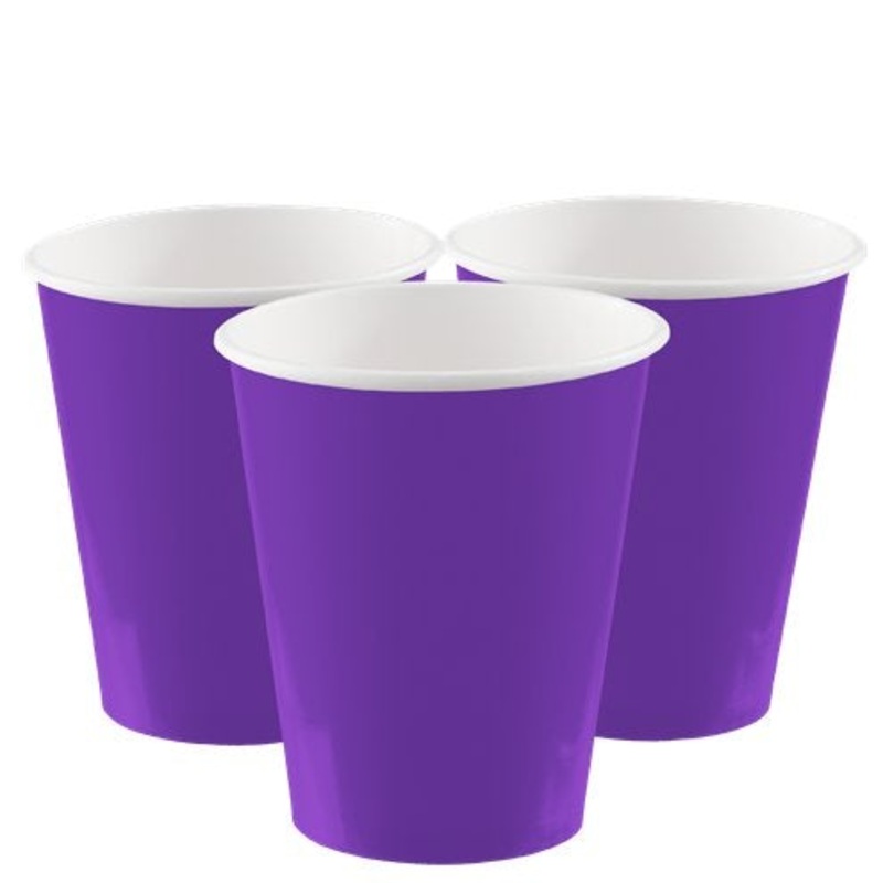 Purple Paper Party Cups - 266ml