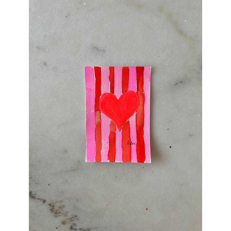 Stripe Heart 006 - Original Panting - 4x6