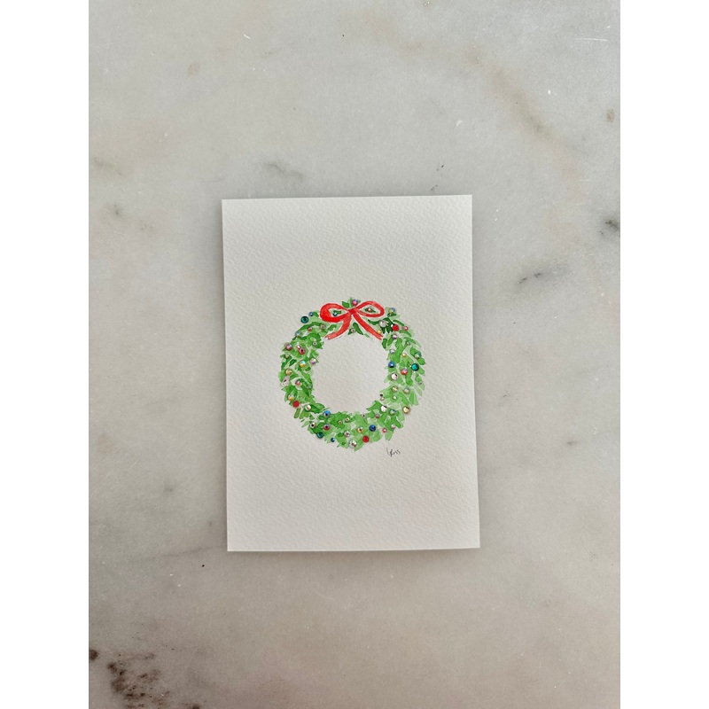 Wreath - Chrsitmas - Original Painting - 5x7