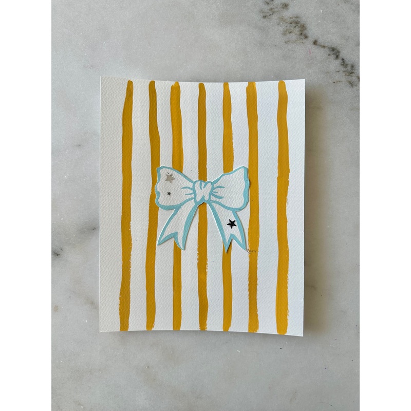 Stripe Star Bow Original Painting - 001 - 8x10
