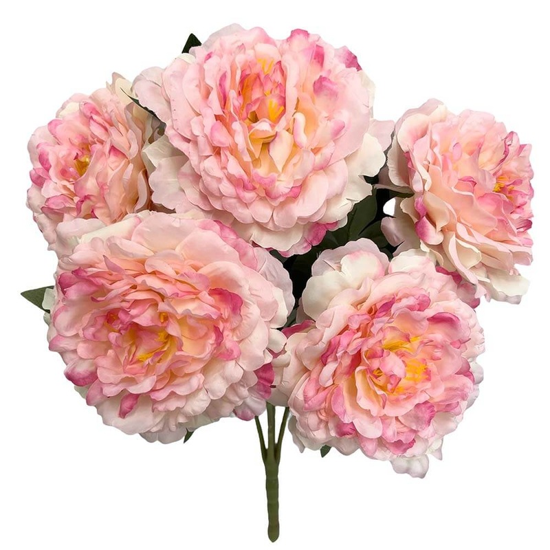21 inch PEONY BUSH - PINK & CREAM