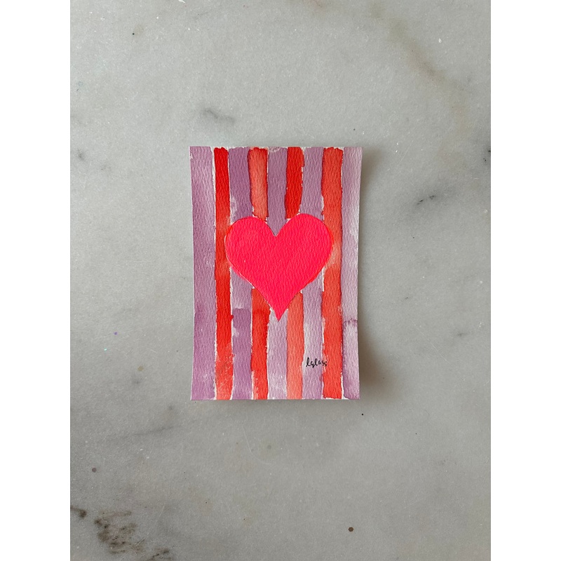 Stripe Heart 005 - Original Panting - 4x6