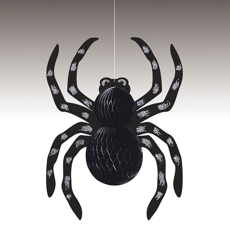 14 inch GLITTER SPIDER HANGING DECORATION