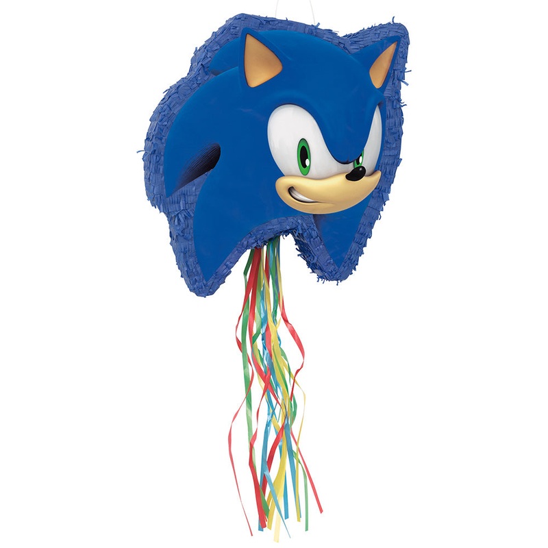 18 inch SONIC THE HEDGEHOG SHAPED DRUM PULL PINATA