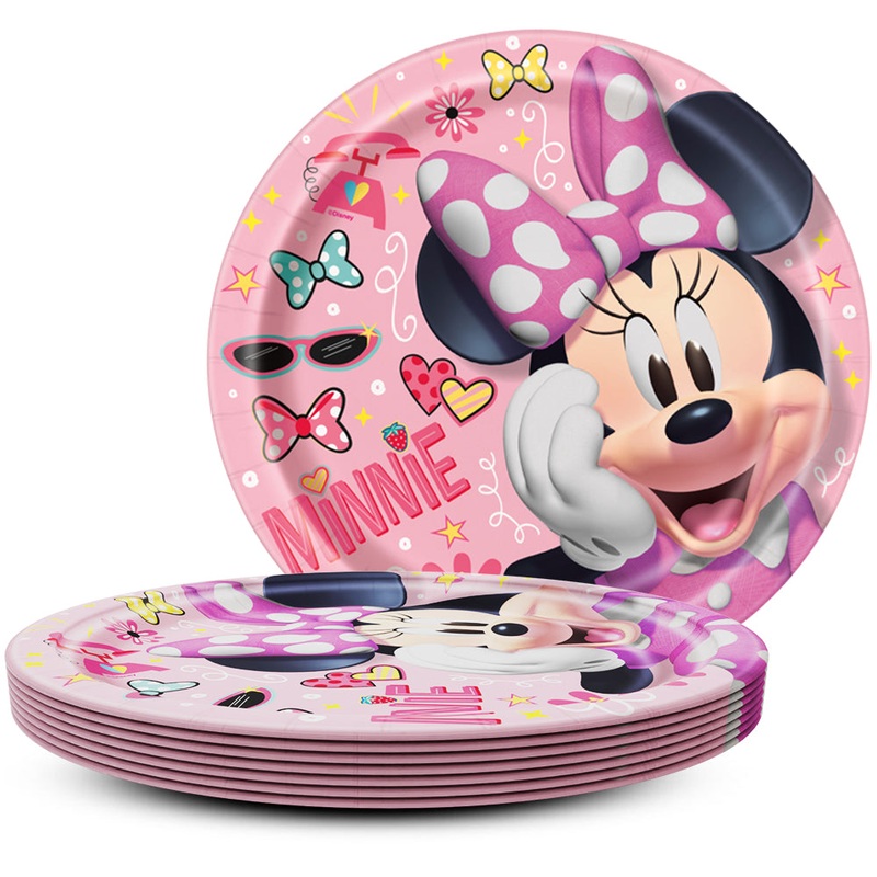 9 inch MINNIE MOUSE ROUND DINNER PLATES (8 PK)