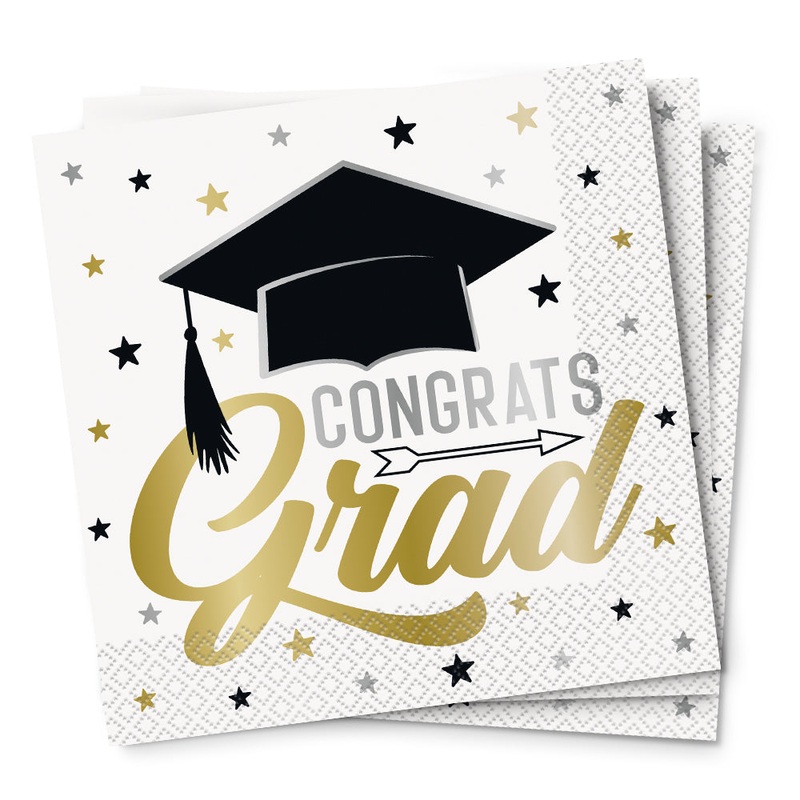 STAR & CAPS GRADUATION ENSEMBLE LUNCHEON NAPKINS (16 PK)