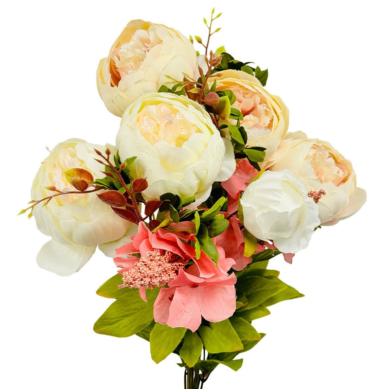 20 inch VICTORIAN PEONY BUSH - CREAM & MAUVE