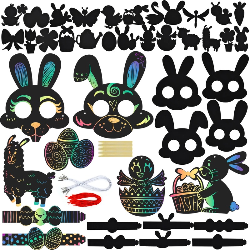 36Pcs Easter Rainbow Scratch Cards Craft