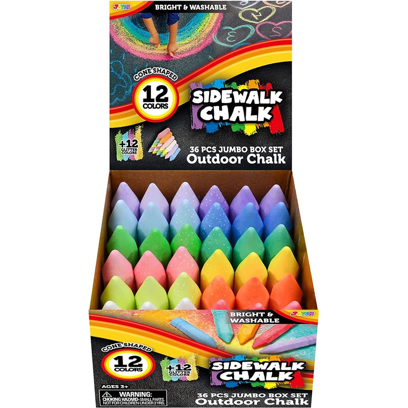 6 Color Glitter Cone-Shaped Chalks, 36 PCS