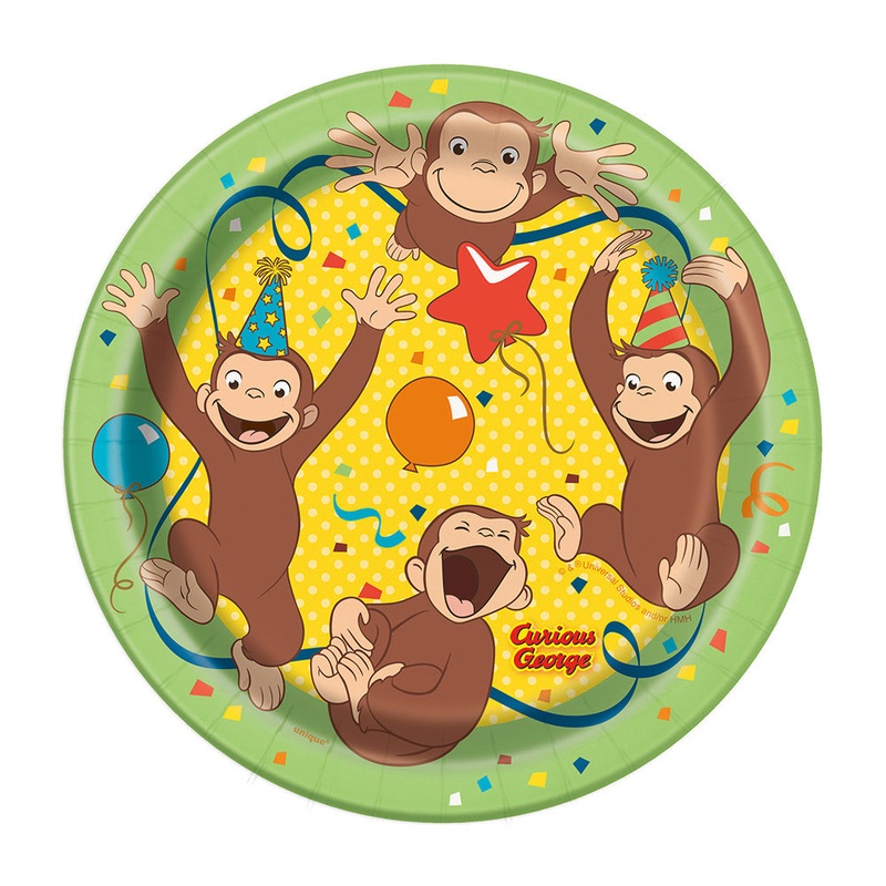 7 inch CURIOUS GEORGE ROUND DESSERT PLATES (8 PK)