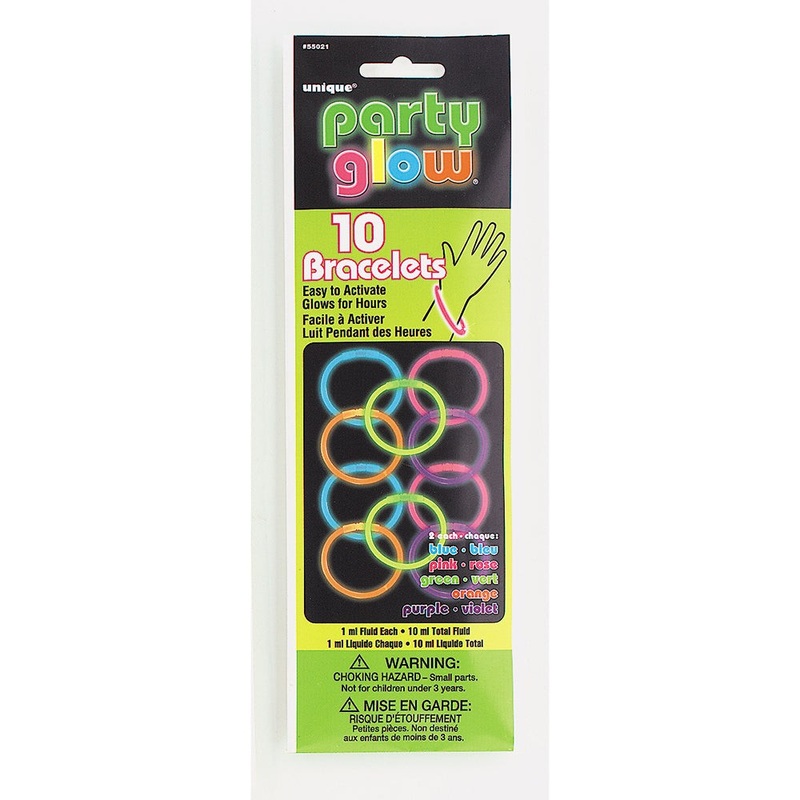 8 inch GLOW BRACELETS ASSORTED (10 PK)