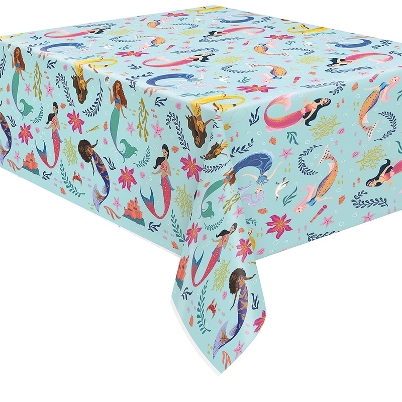 THE LITTLE MERMAID RECTANGULAR PLASTIC TABLE COVER 54 inch X 84 inch