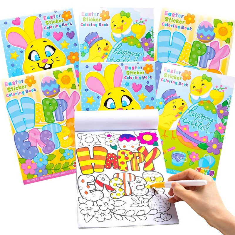 12Pcs Kids Easter Coloring Books with Stickers