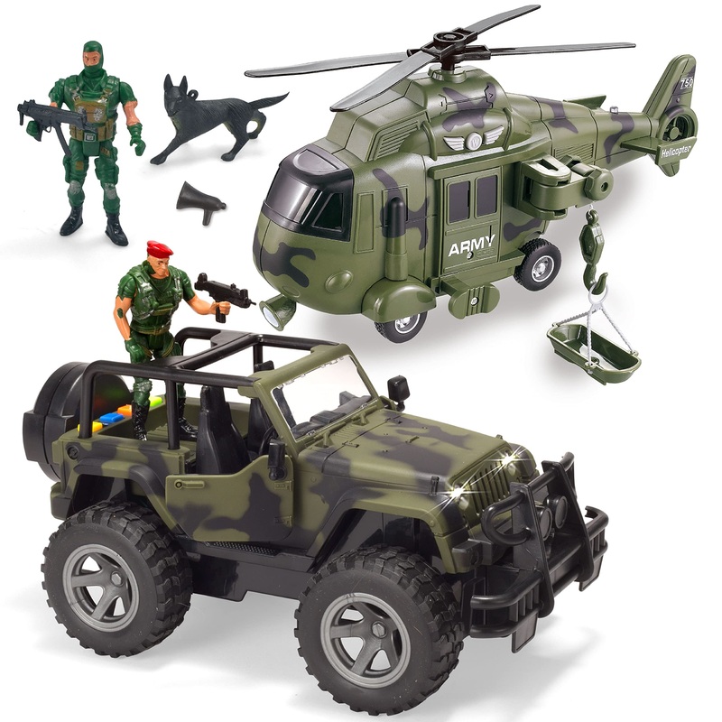 2 Pack Friction Powered Realistic Military Vehicle