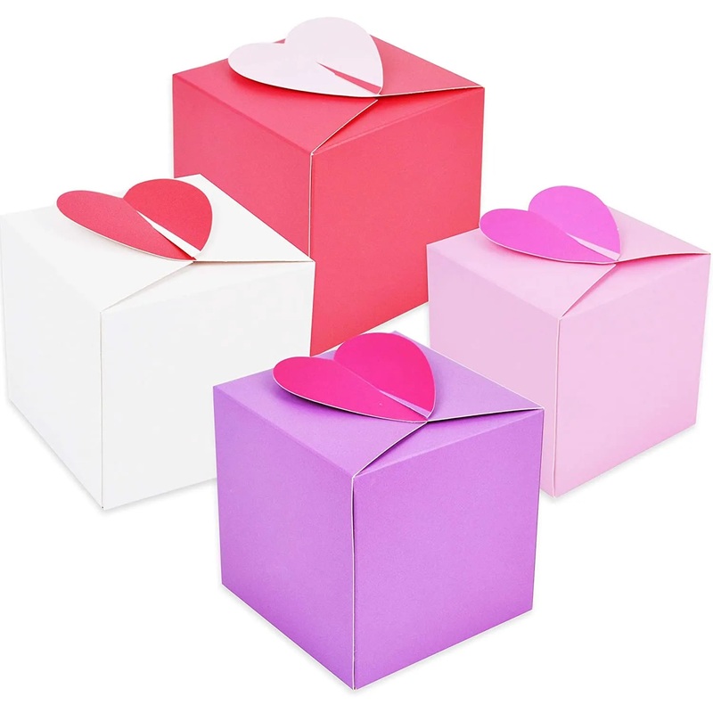 24Pcs Solid Color Heart Shape Treat box for Kids