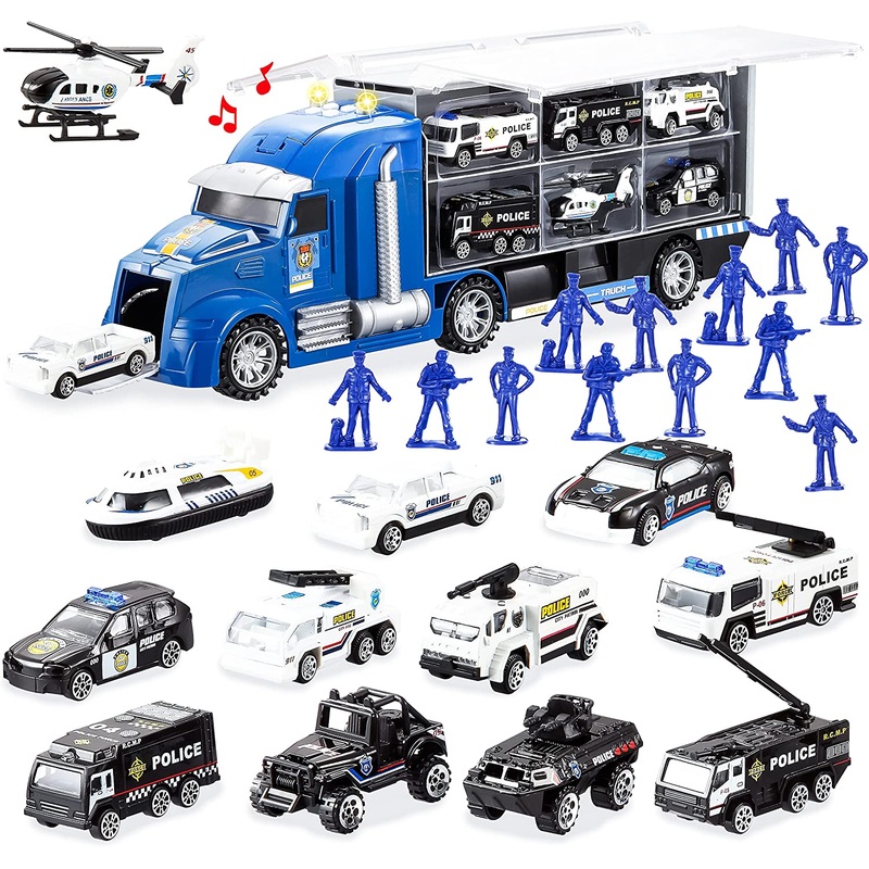 25 in 1 Police Carrier Truck Toys Set