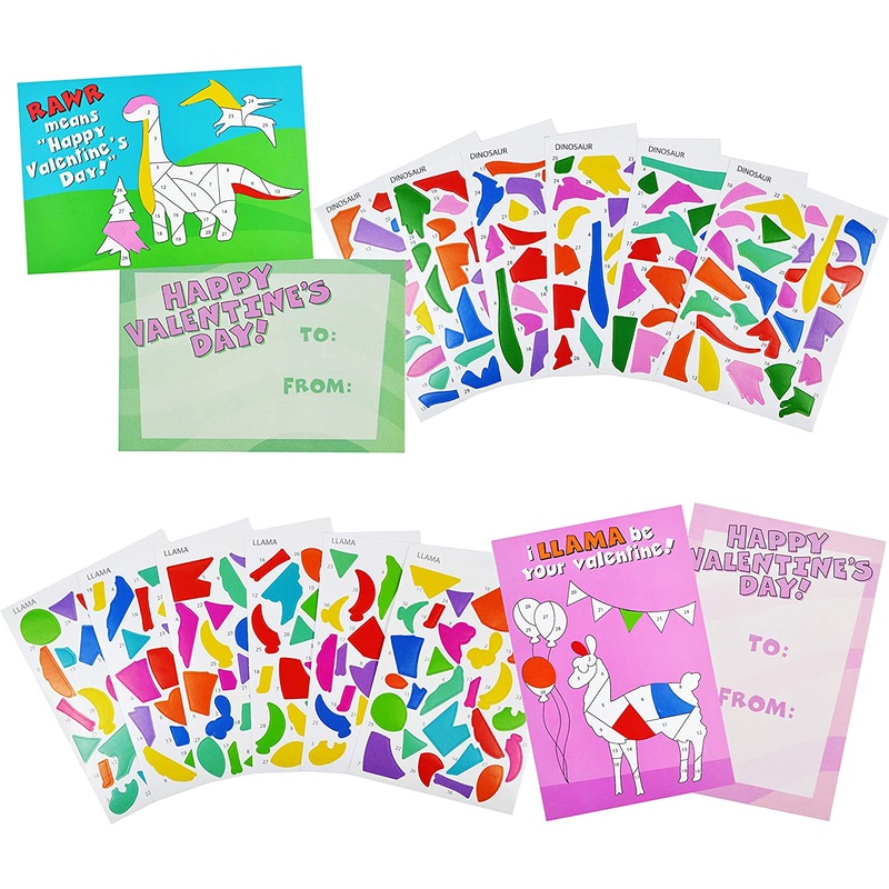 36 Pieces Character Sticker Set for Valentines Day in 6 Designs for Kids