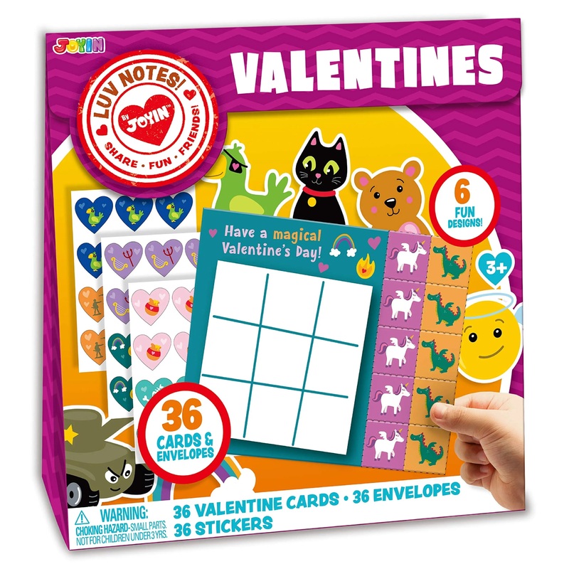 36Pcs Valentines Cards Of Animal Tic Tac Toe