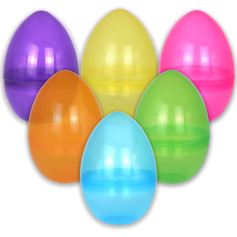 6Pcs Jumbo Transparent Colorful Easter Egg Shells 10in