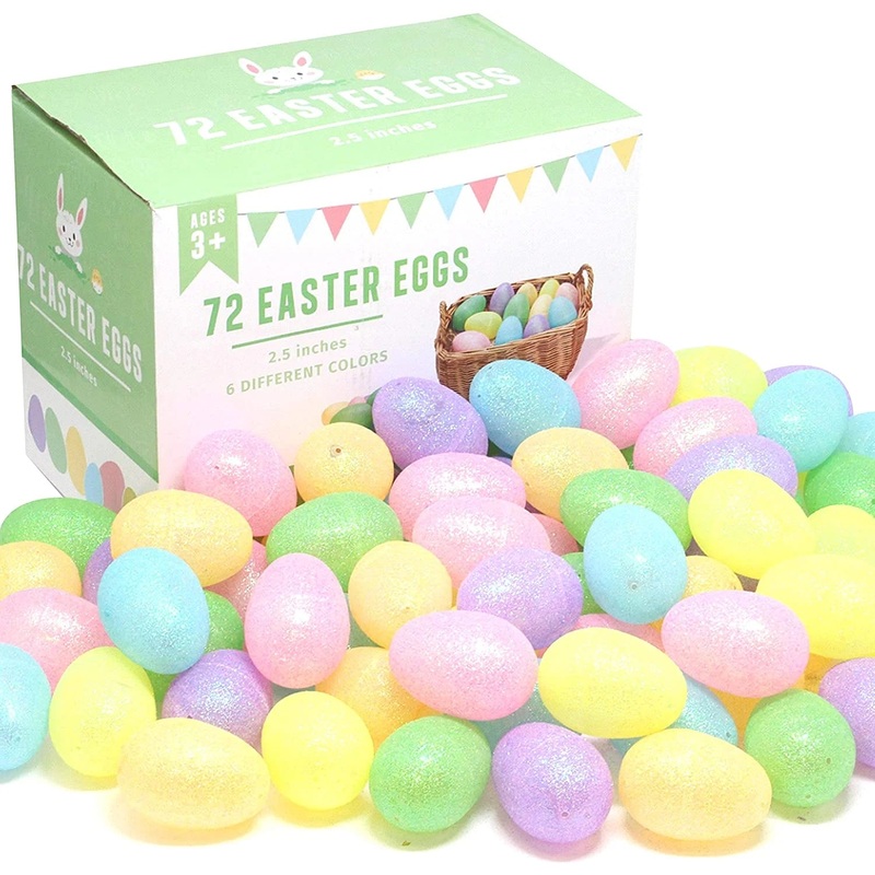 72Pcs Glittering Colorful Assortment Easter Egg Shells