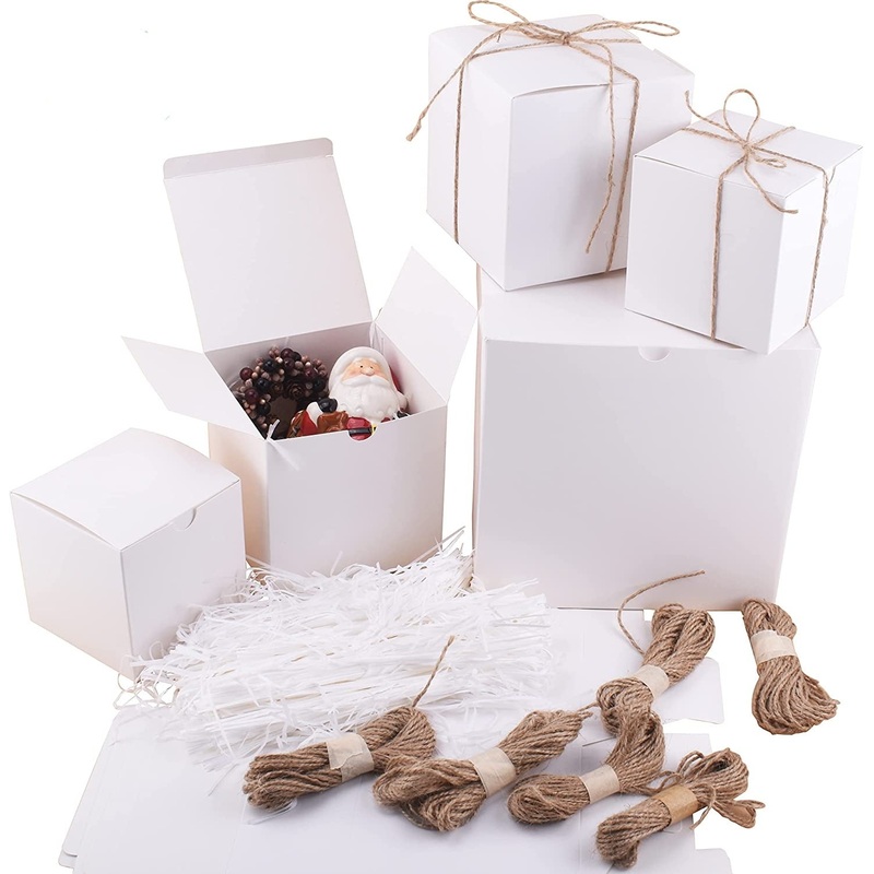 Assorted 3-D White paper Box with Twines Grass, 30 Pcs