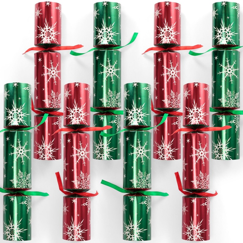 Christmas Party Table Favors (Red Green Snowflake), 8 Pack