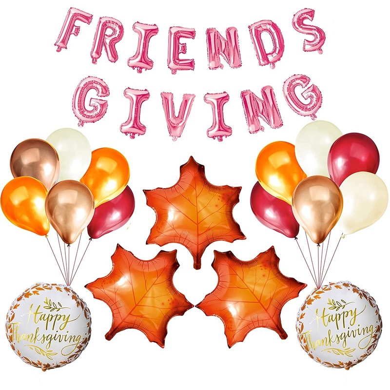 Friendsgiving Balloon Letters with Maple and Graphic Combo Balloons