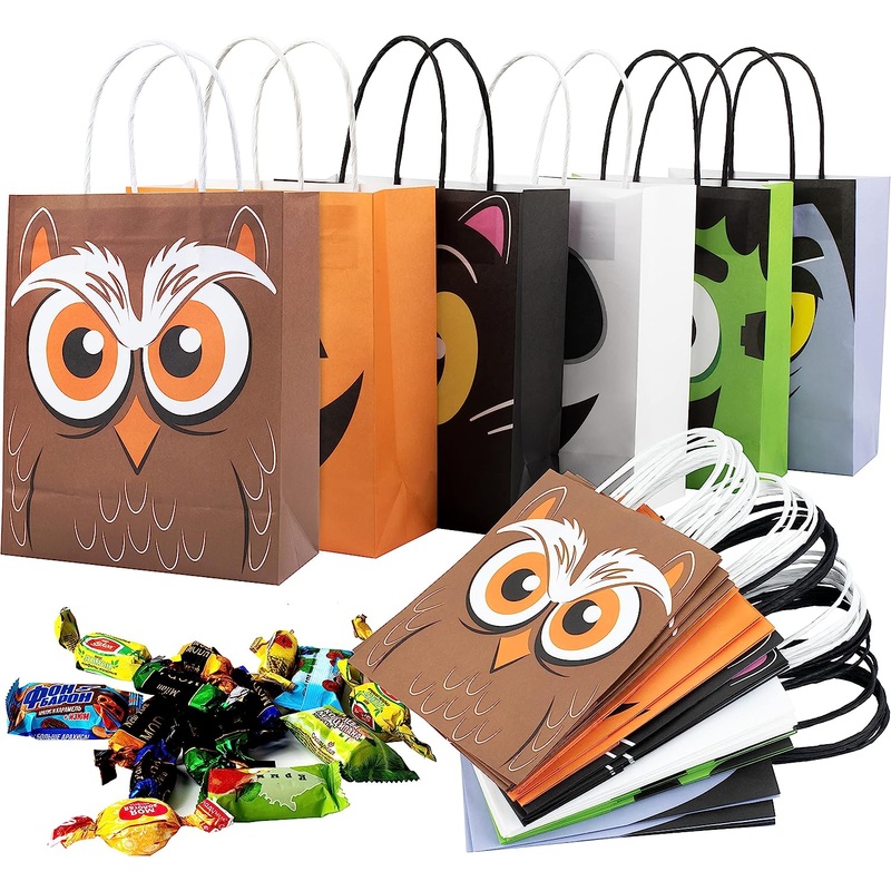 Halloween Colorful Bags with Handles, 24 Pcs