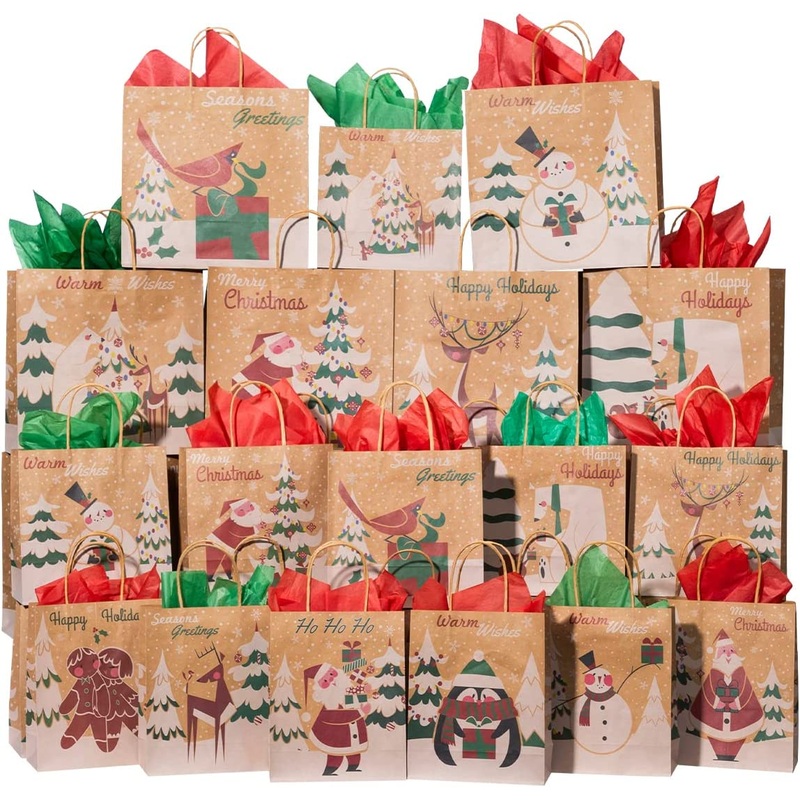 Kraft Gift Bags, 48 Pcs