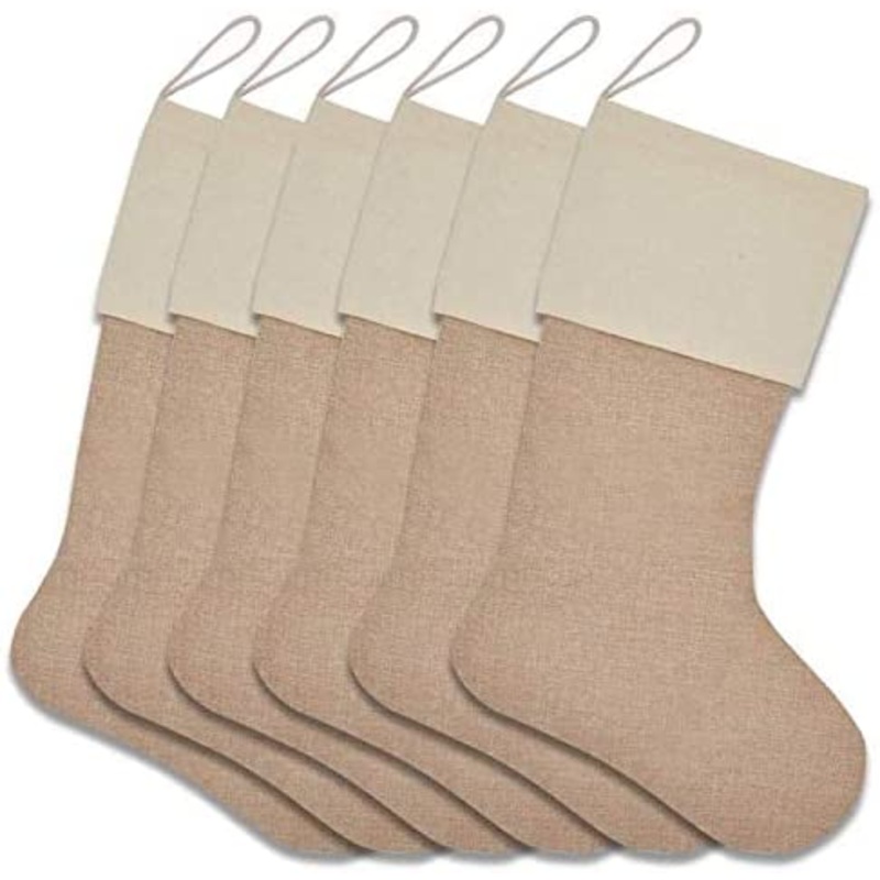 Plain Burlap Christmas Stockings
