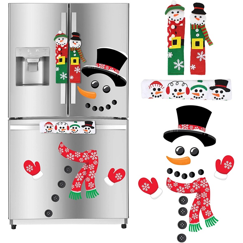 Refrigerator Magnets & 3 Handle Covers - Snowman