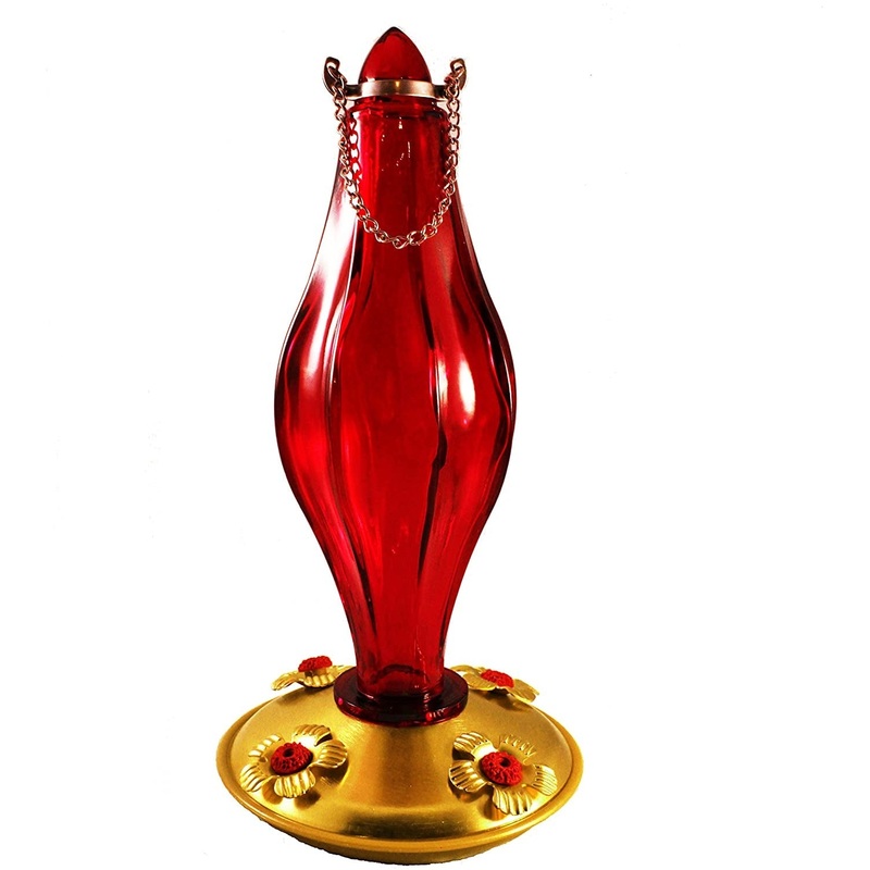 Ruby Glass Vintage Hummingbird Feeders, 24 Oz