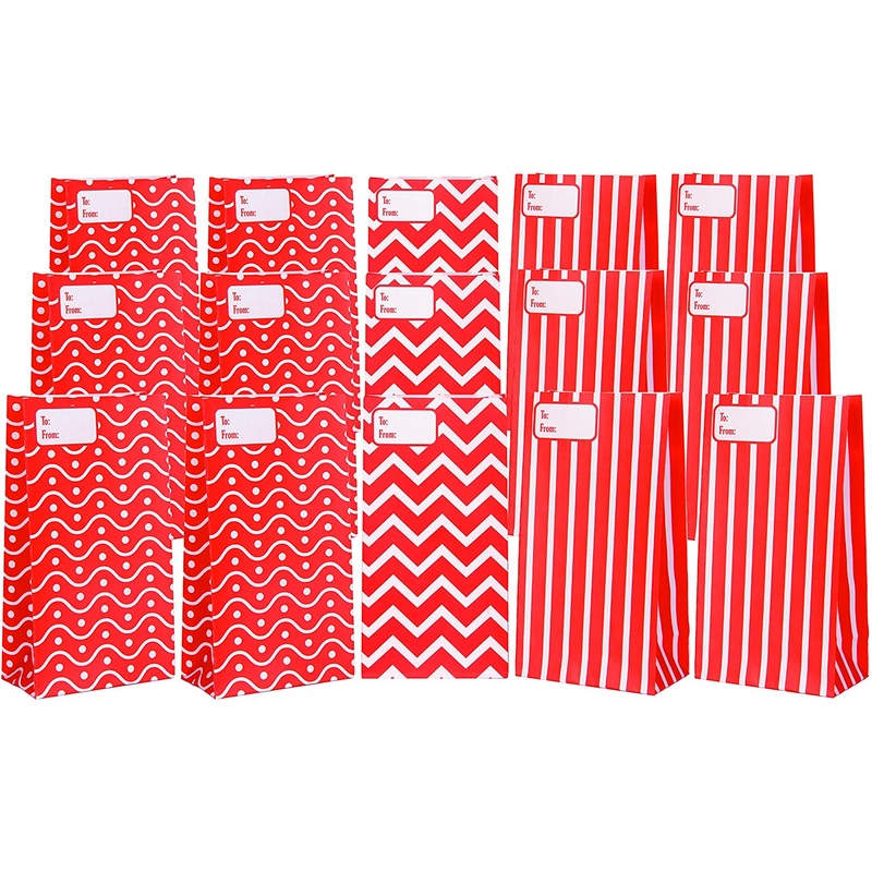 10in Red & White Treat Bags, 21 Pcs