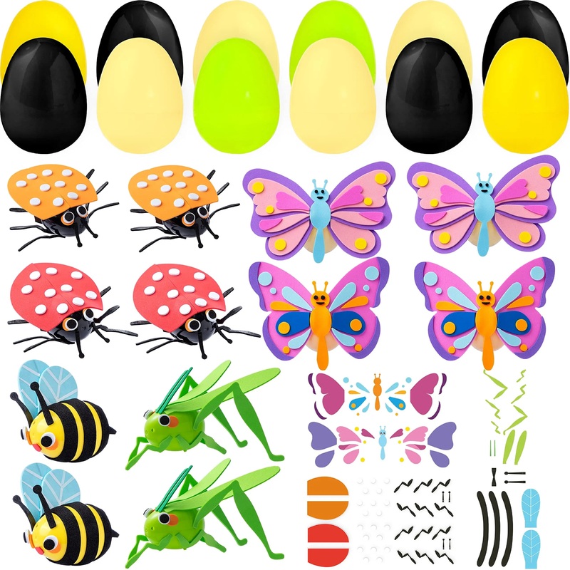 12Pcs Easter Eggs with Insect Bug Figure Craft Kits
